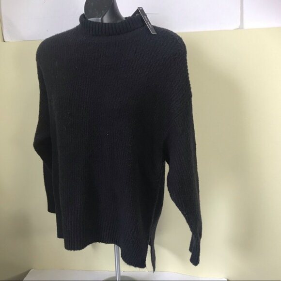 Grace NEW The Perfect Fit Oversized Wool Knit Mock Neck Side Slits Sweater Top M - Picture 2 of 14